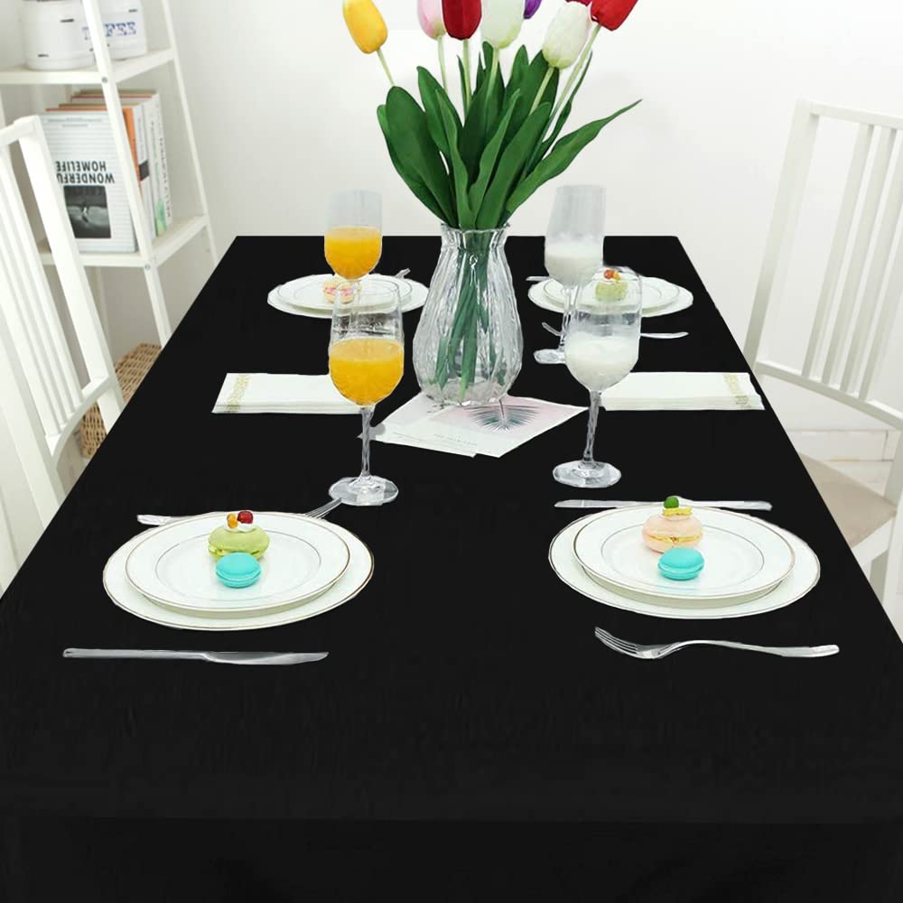 Balsacircle Trlyc Polyester Tablecloth - 72X72 Black Square Tablecloth Overlay 100% Polyester Wedding Table Linen